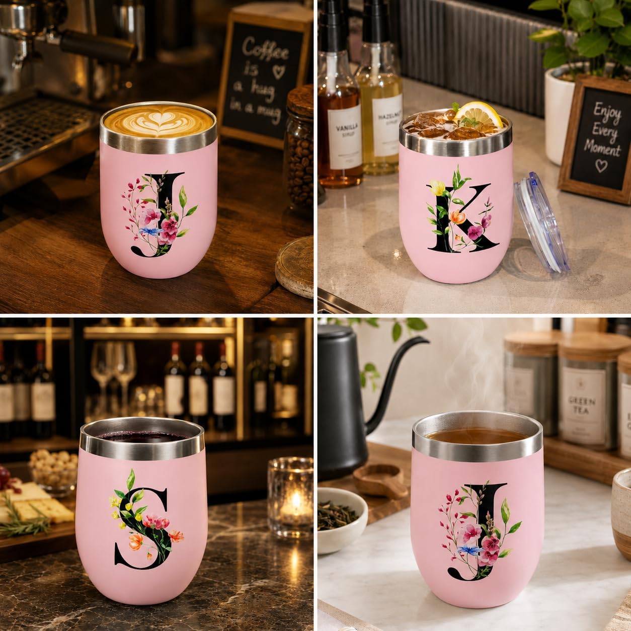 A-Z Personalized Gift for Women, 12oz Initial Insulated Wine Tumbler, M image 5