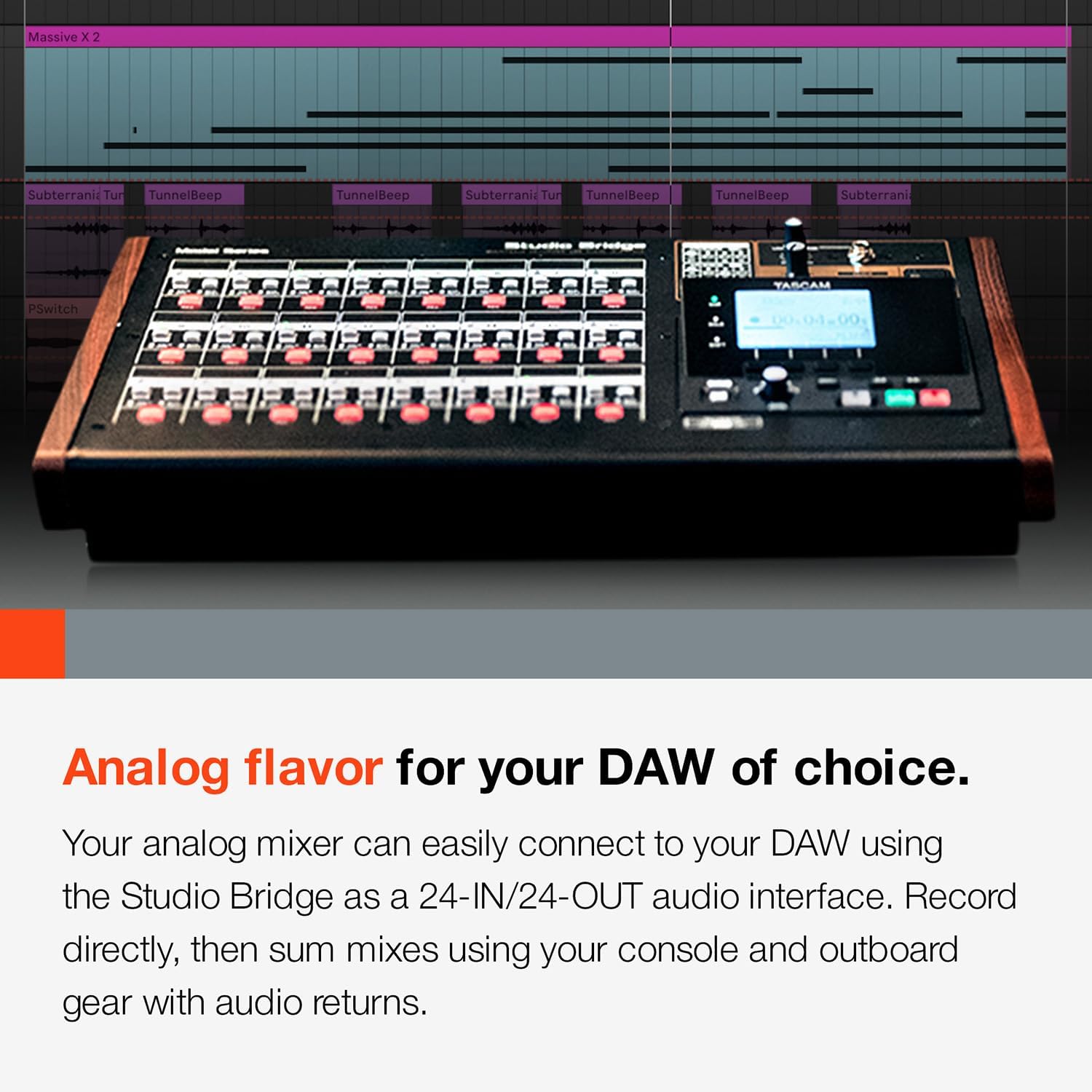 TASCAM Studio Bridge 24-Channel Multi Track Recorder and USB Audio Interface with MIDI — High-Fidelity, Studio Quality Recording