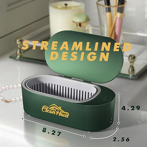 Miniatura 4 de Limpiador ultrasónico para dentaduras, protector bucal, limpiador ultrasónico de joyas de 47 KHz, tanque de acero inoxidable de 16.9 fl oz para