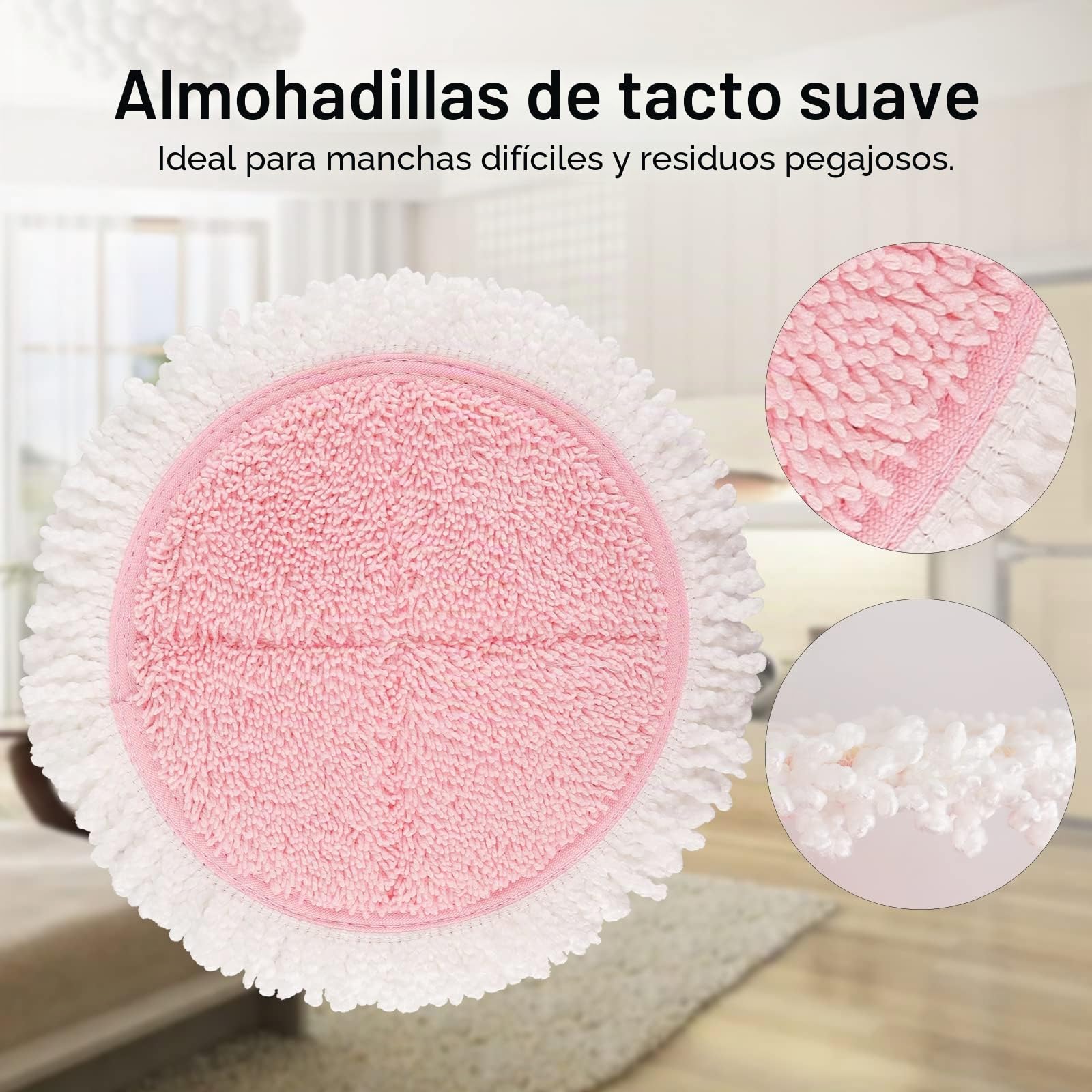 8 Almohadillas de Limpieza de Microfibra de Repuesto de Fregona eléctricas | 18,5 cm/7.3 Pulgadas Almohadillas Redondas de fregona giratorias para Limpieza de Suelos