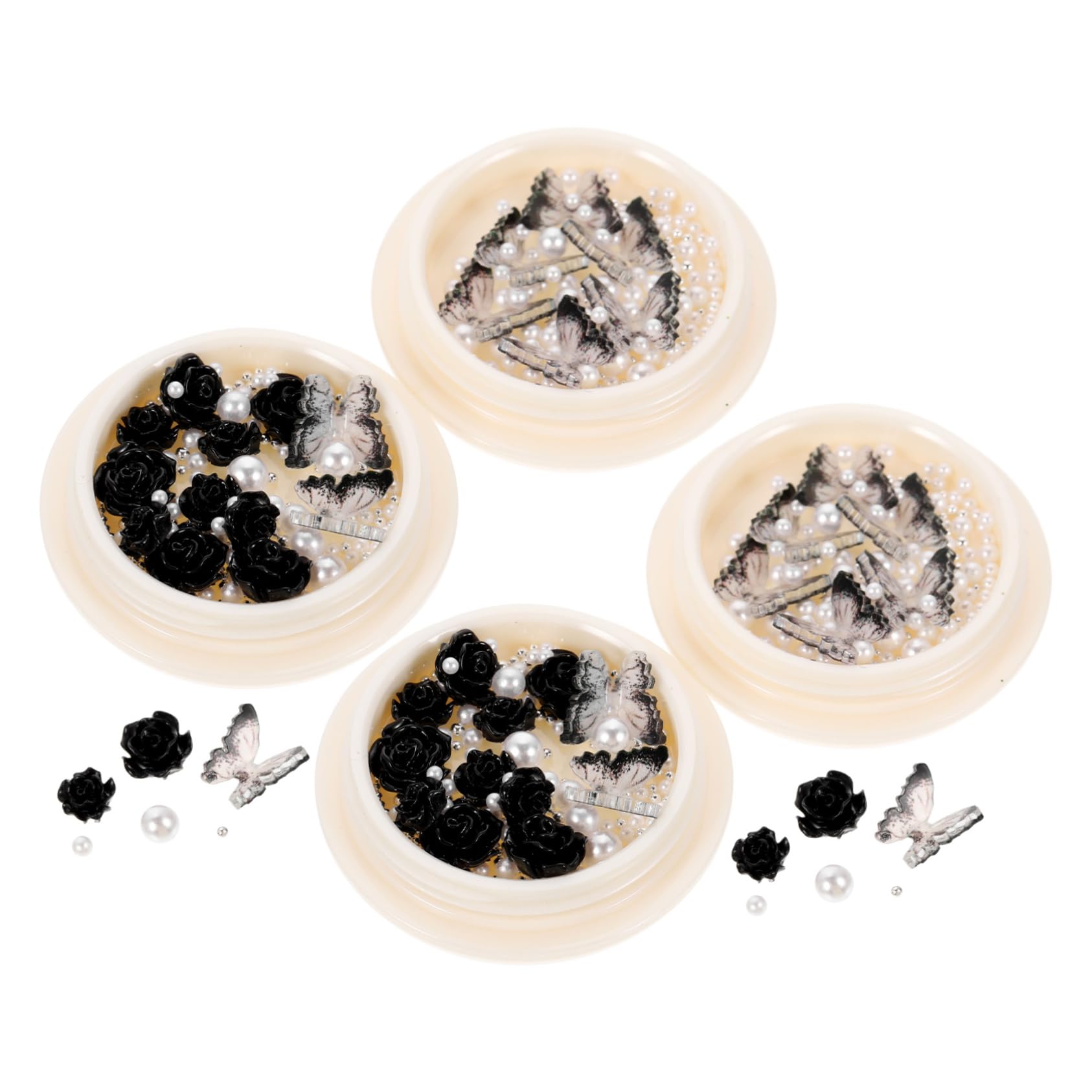 VICASKY 5 Set Shinestone Di Nera Ciondoli Per Unghie Strass Adesivo Arredamento Per Unghie Ciondolo Cristalli Decorazioni Unghie Resina 4 Scatole*5