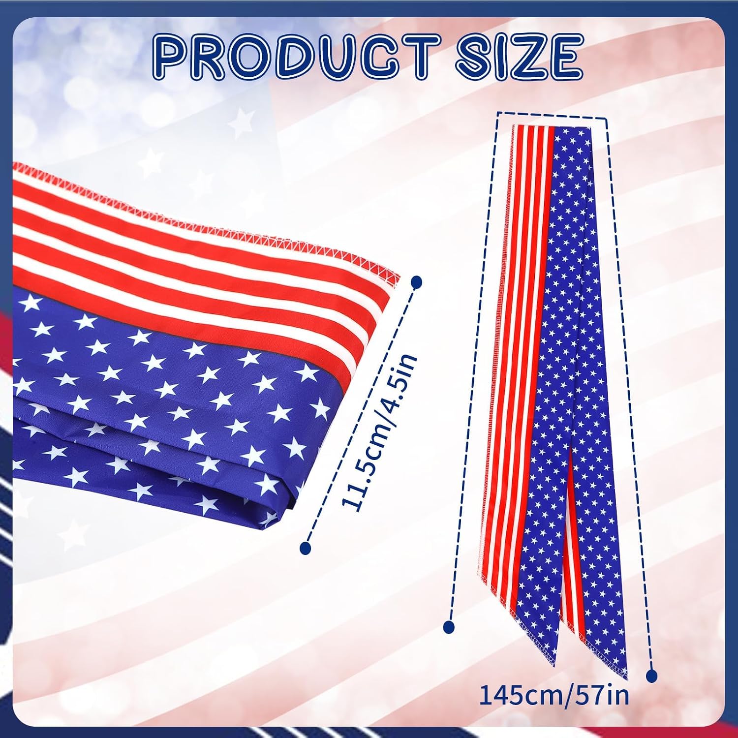 JULBEAR Patriotic Wreath Sash Kit 4 Pack Red White Blue Satin Garland Ribbons DIY Bow Accessories for Independence Day Front Door Yard Wall Decoration 57 inches x 4.5 inches
