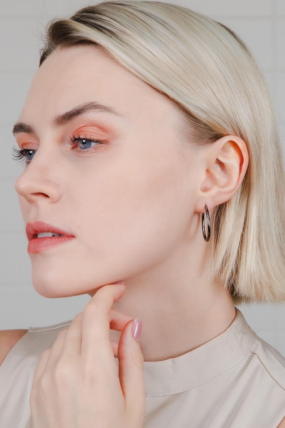 Hoops & Loops 925 Sterling Silver 2mm Oval Click-Top Hoop Earrings for Women, Men 15mm 20mm 25mm 30mm 35mm 40mm, Hypoallergenic Silver, 14k Yellow Gold, Rose Gold Flash Plate, Black - Image 2