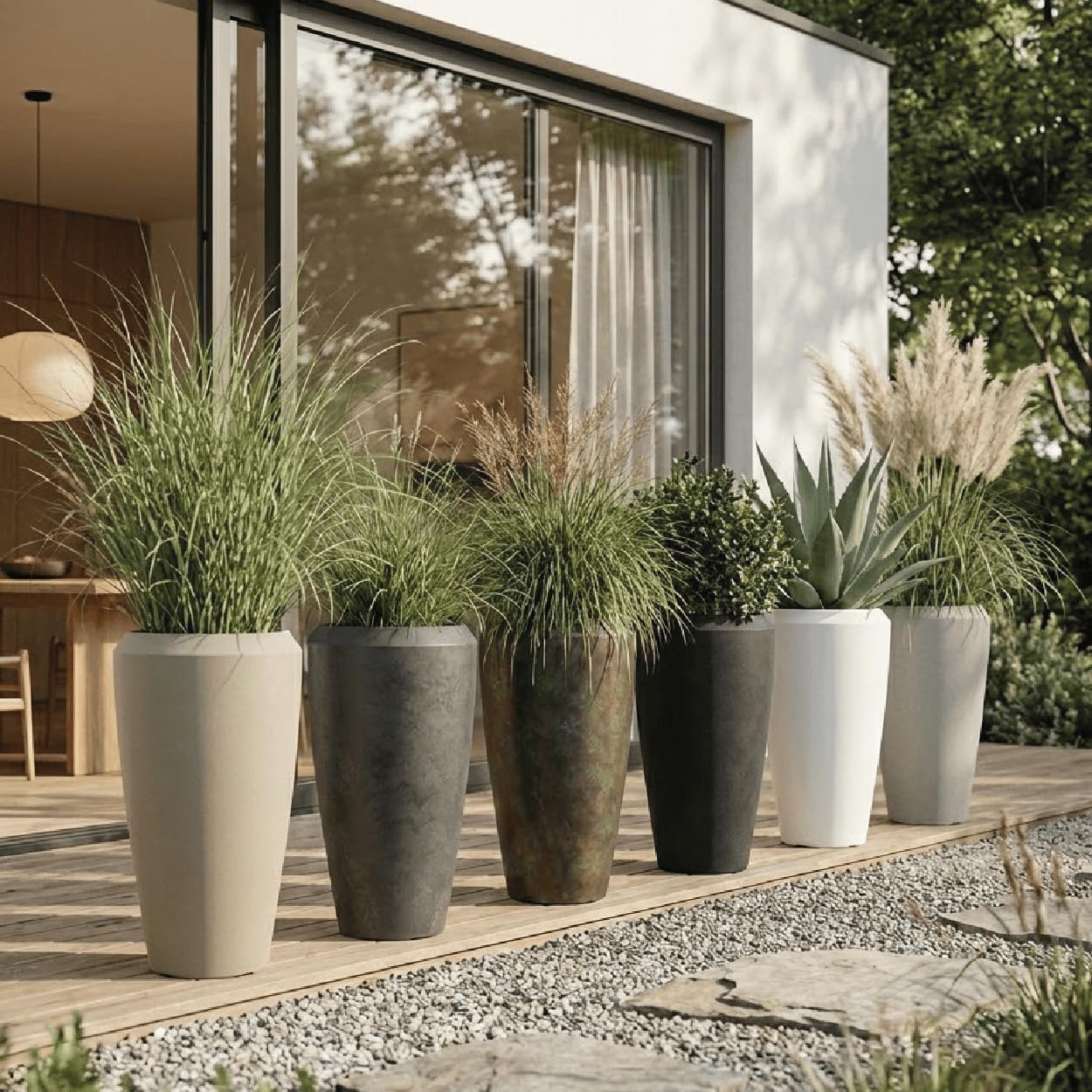 Vase Nalou - 44x70 - Schwarz - Blumentopf für den Innen- und Außeneinsatz - Übertopf - Pflanztopf - Pflanzgefäß
