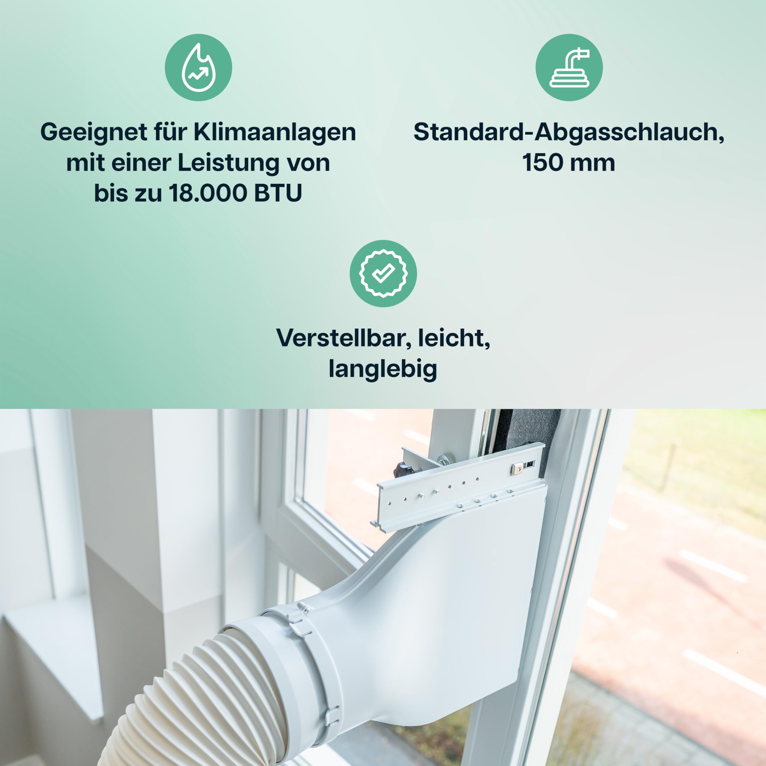 Eurom Window Way Out - Joint de fenêtre pour climatiseurs mobiles - Adaptateur d'accessoires pour votre climatiseur mobile - Hot Air Stop - Ajustement universel - Installation rapide (blanc 2.0)