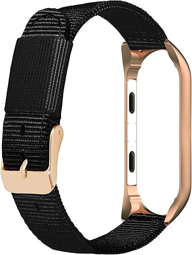 Miniatura 2 de Lijinlan Mi Band 4 Correa Compatible con Xiaomi 3Xiaomi 4, Pulseras de repuesto de nylon tejido Marco protector de metal para Mi Band 34 mujeres