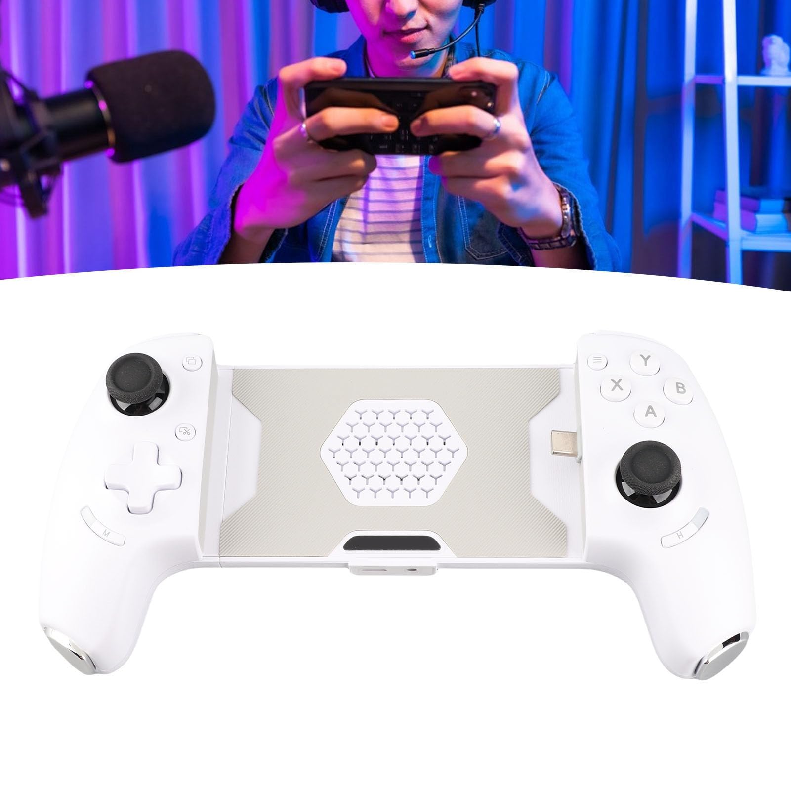 Bewinner Controller di Gioco Mobile Tipo C Controller di Gioco Bluetooth Wireless Cablato Auto per Telefono di con Dissipazione del Calore, Tasti Posteriori Programmabili, Hall
