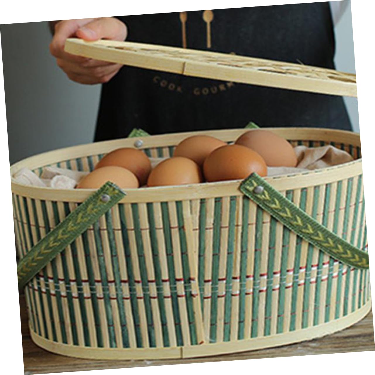 2st Bambuskorb Weidenkorb Kleiner Drahtkorb Osterkorb Spielzeugeier Eierkörbe Für Frische Eier Eierreiniger Korb Flechten Osterei-korb Zubehör Für Hühnerställe Hölzern Green