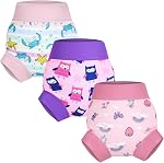 MooMoo Baby Swim Couches 3 Pièces Lavables Réutilisables Swimpants pour Les Enfants Garçons Filles Leçons de Natation Bleu S/1-2T