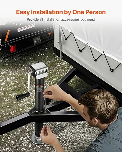 Miniatura 3 de VEVOR Montaje de gato de remolque A-Frame de 5000 libras, 38,1 cm de recorrido vertical, pata de caída ajustable, para caballos, utilidad, remolques