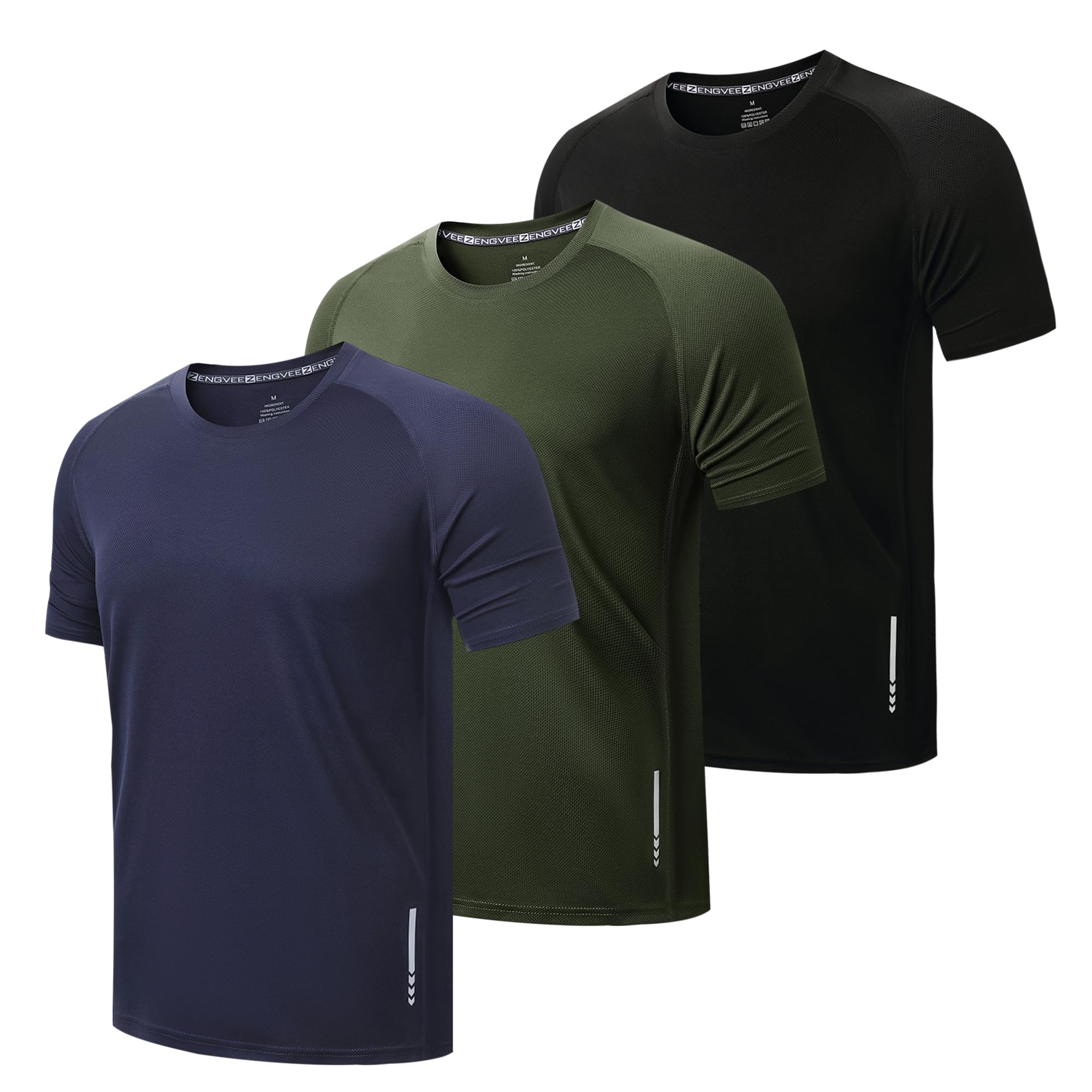 ZENGVEE 3 Pezzi Maglietta Uomo Manica Corta Asciugatura Rapida Sportiva Traspirante Palestra Running Trekking Fitness