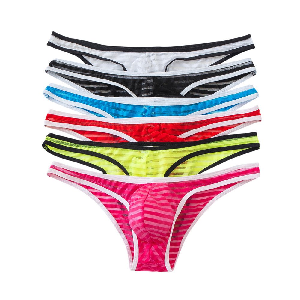 YUFEIDA Men's Lingerie Thong Underwear Sexy Soft String Bikini Underpants Pack