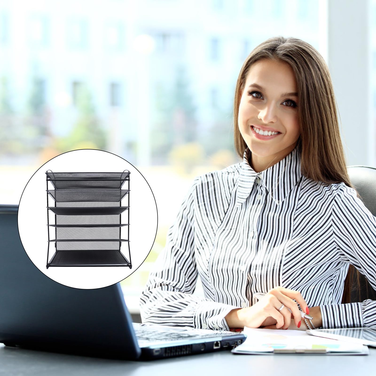 YARNOW Organisateur de Bureau en Fer Noir Multi-étages pour Rangement Documents et Livres Design Moderne, Maison Travail