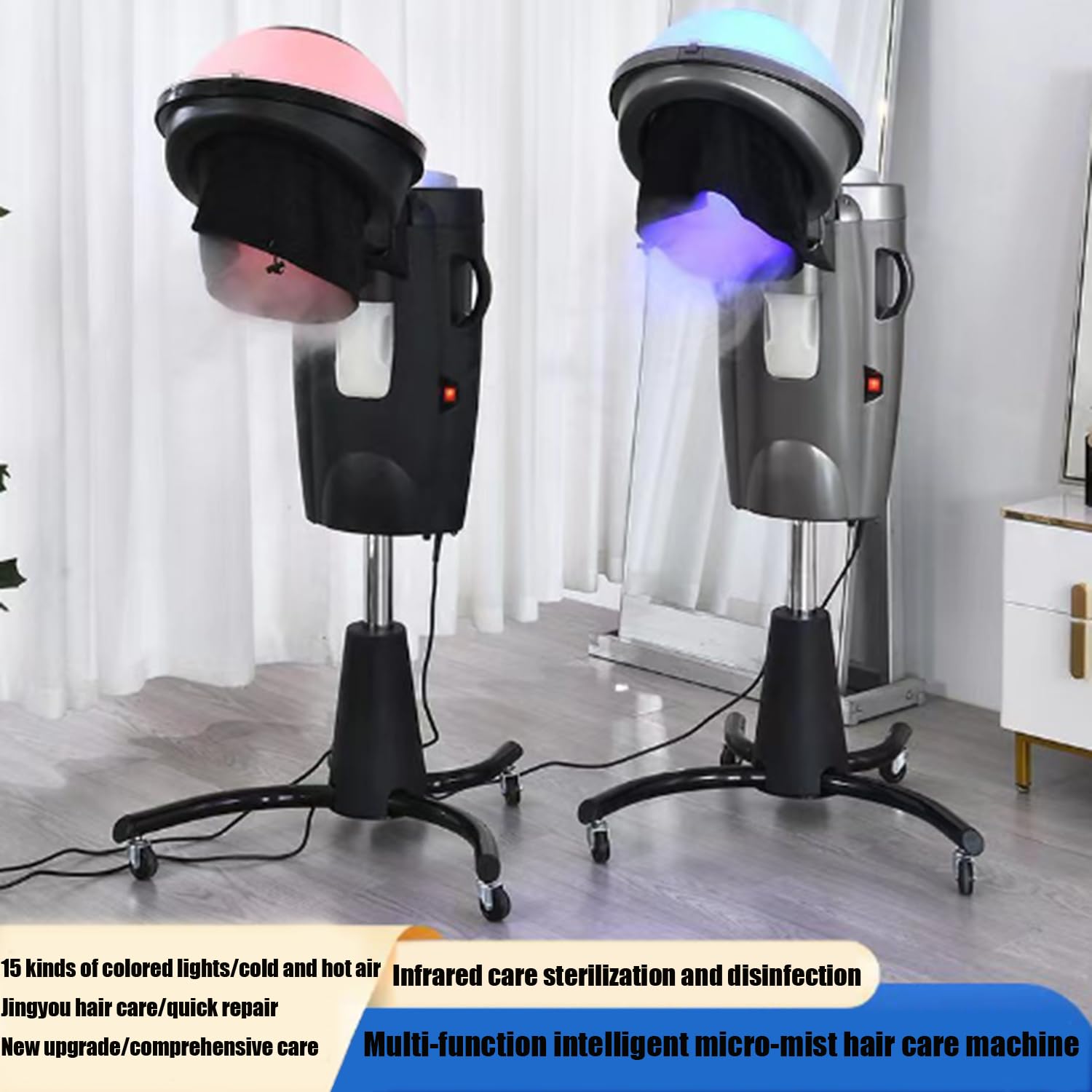 Macchina per Permanente Professionale per Asciugatura Micro-Nebbia per Parrucchieri, Vaporizzatore per Spa per La Cura dei Capelli Micro-Nebbia per Parrucchieri Gray