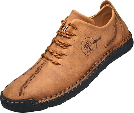 Asifn Mens Outdoor Casual Leather Sneakers Lightweight Athletic Loafers Fashion Walking Slip-on Shoes