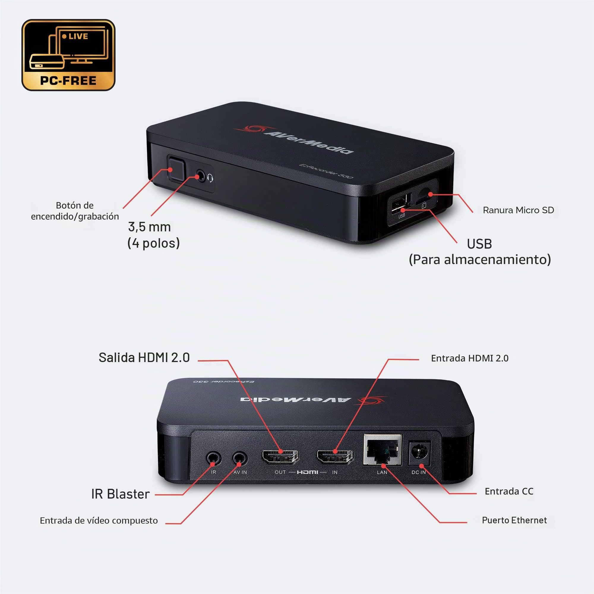 AVerMedia ER330 EZRecorder 330 – Grabador HDMI con paso 4K, grabación 1080p, DVR sin PC, programación, IR Blaster, edición, fácil de usar, PS5, Xbox, TV