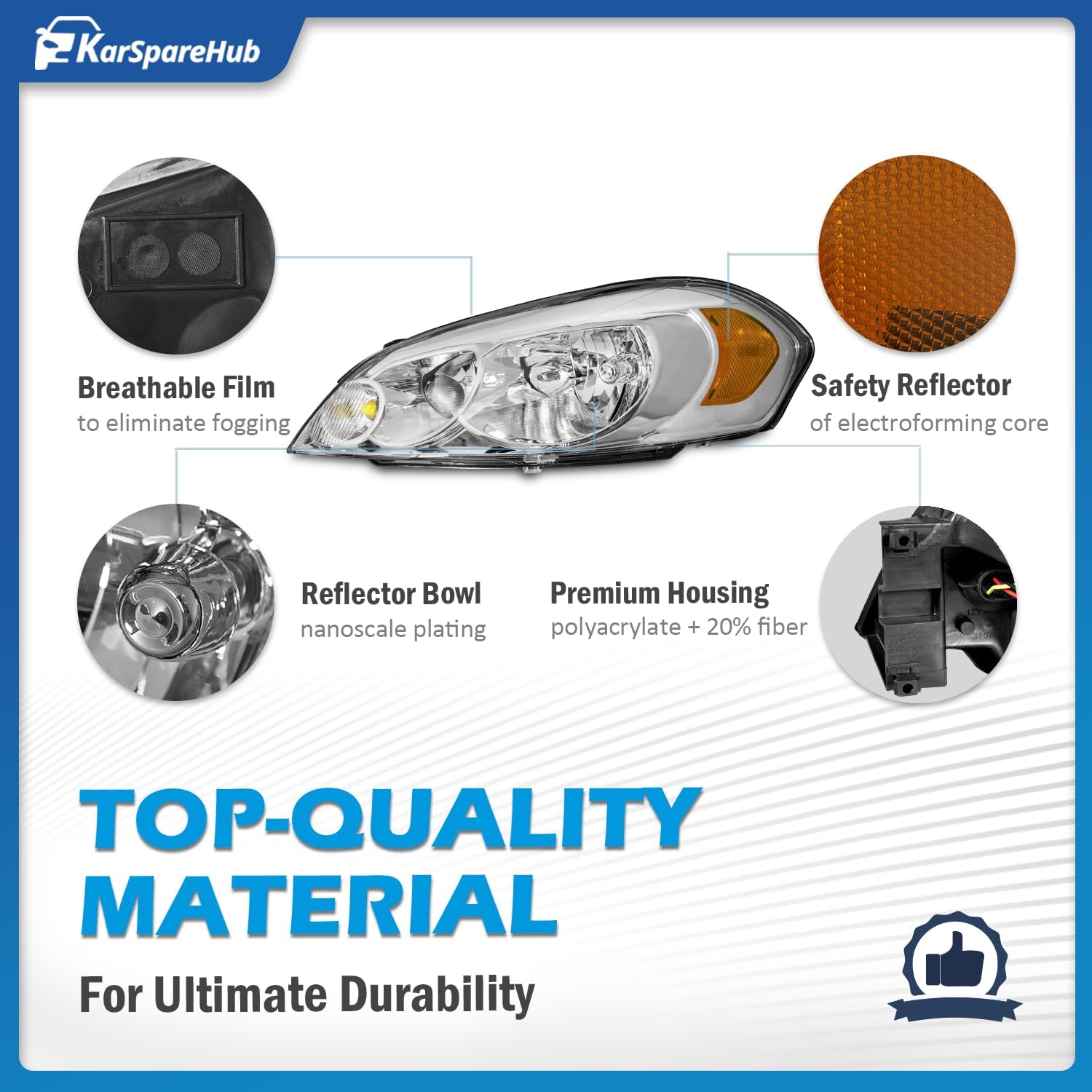 Headlights for LED DRL Headlights Assembly, for 06-13 Chevy Impala for 14-16 Chevy Impala Limited, for 06-07 Chevy Monte Carlo(Bulbs included)