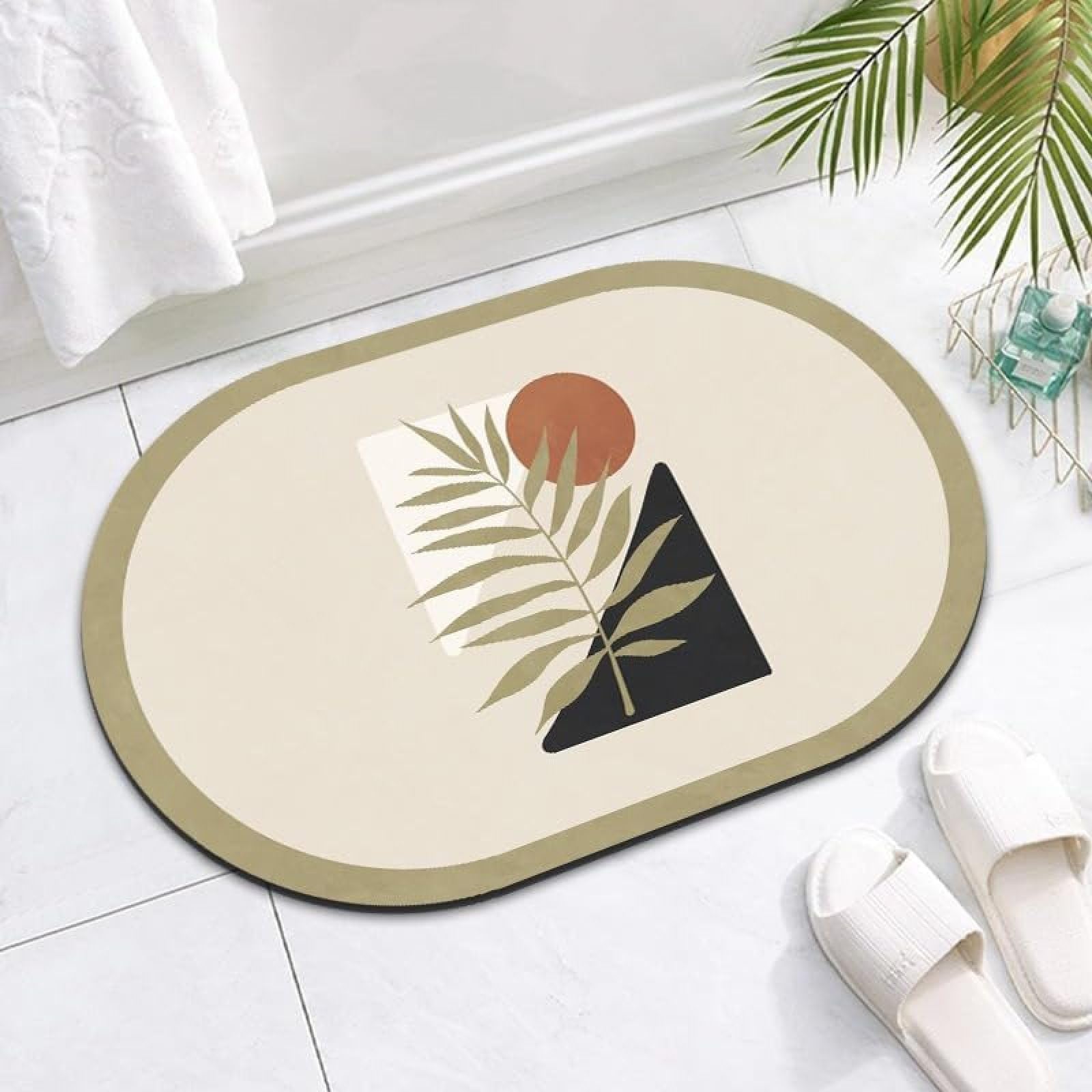 Tapis de salle de bain vert olive pour une douche moderne et saine