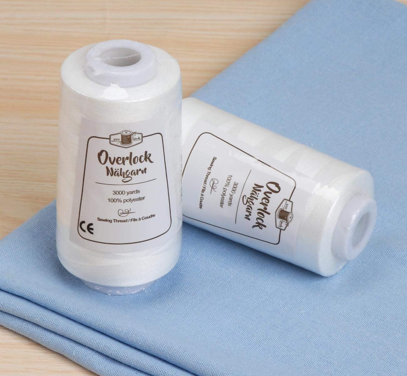 ilauke 12 X 1500M Overlock Sewing Thread & 4 x 3000 Yards White Serger Thread Spools, 40S/2 Polyester Sewing