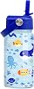 Kids Water Bottle with Straw Lid - 12 Oz Insulated Stainless Steel Ocean Water Bottles for Kid Boys - Travel Cup for School Sports