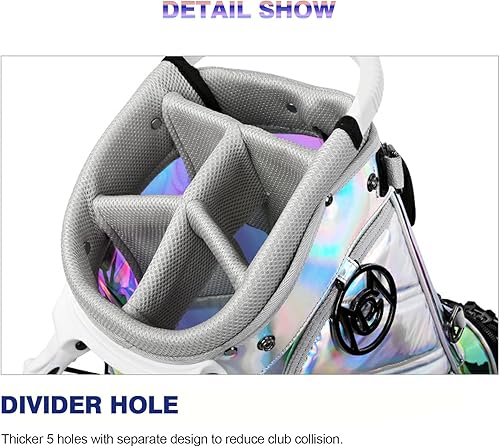 Miniatura 4 de PGM Bolsas de golf, bolsa de golf 2023 con divisor de 5 vías, bolsa de golf ligera con correa y soporte, bolsa de golf impermeable duradera para