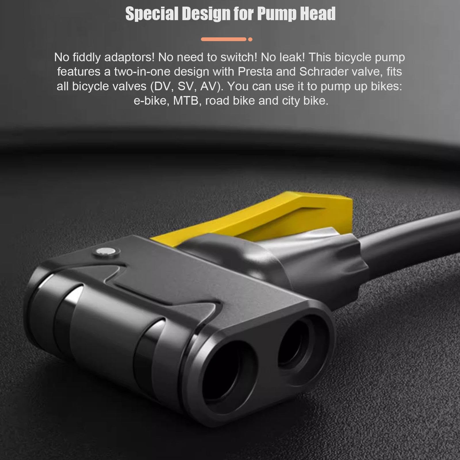 Bomba de Bicicleta - Bomba de Piso para Bicicleta - Bomba de Bola - Bomba de Aire de Alta Presión de 200 PSI con Válvula Presta y Schrader para Todas Las Bicicletas y Pelotas Deportivas