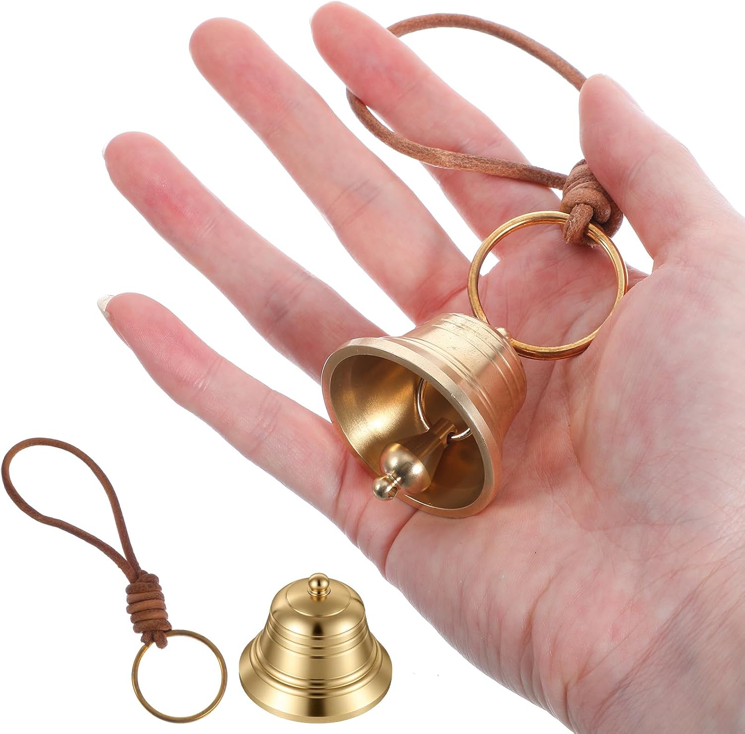 Copper Bell for Door Brass Bell Hanging Gold Christmas Vintage Knob Outside Hang Decor Ringing Sound for Christmas Home Garden Decor Shopkeepers Bells On Rope Garden Decoration image 3