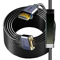 Vista 9 de Cable HDMI a VGA de 25 pies con IC, HDMI a VGA chapado en oro compatible para computadora, computadora de escritorio, laptop, PC, monitor