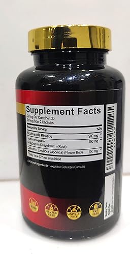 Miniatura 2 de Suplemento NAD+ 3 en 1 - Ribosida de nicotinamida con resveratrol y quercetina trans - 60 unidades - Suministro para 30 días