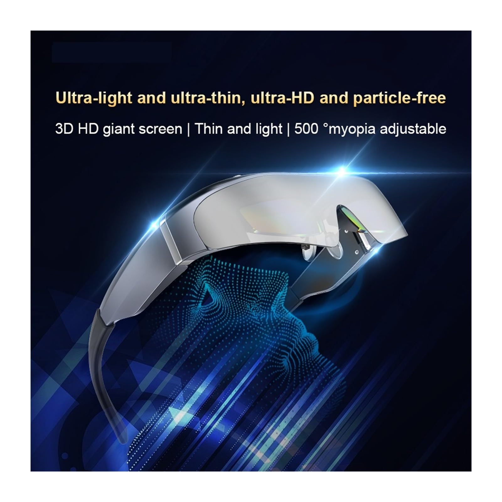 Gafas 3D Inteligentes con Memoria de 256 GB, integradas en la Cabeza, con Realidad Virtual 3D y Pantalla Gigante. Auriculares VR compatibles con HDMI for Android.(128GB Glasses)