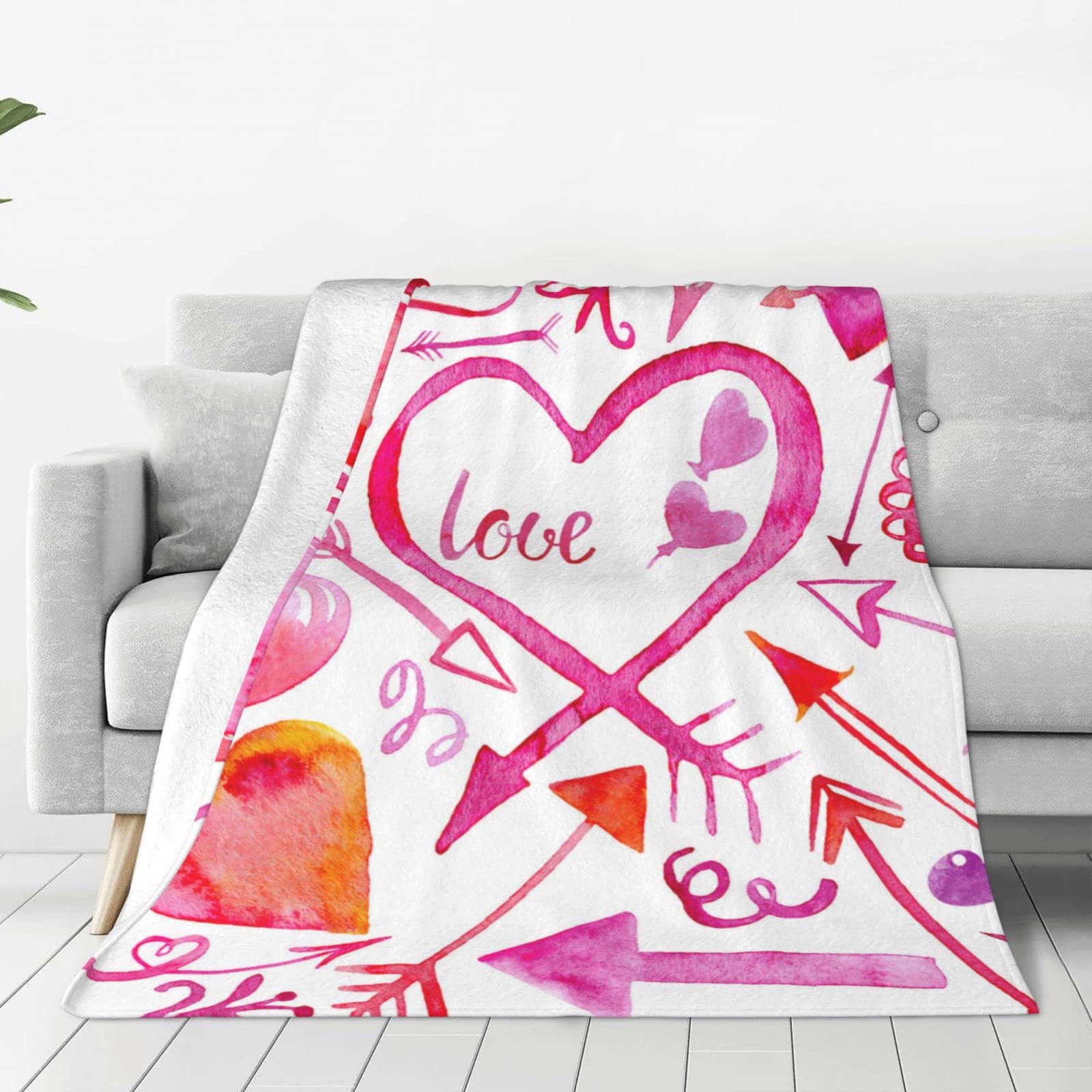 Lsjuee Throw Blanket Valentine's Day Warm Cozy Soft Lightweight Flannel Fleece Blanket for Bedroom Sofa Room Home Decorative Fuzzy Blanket 60"x50"