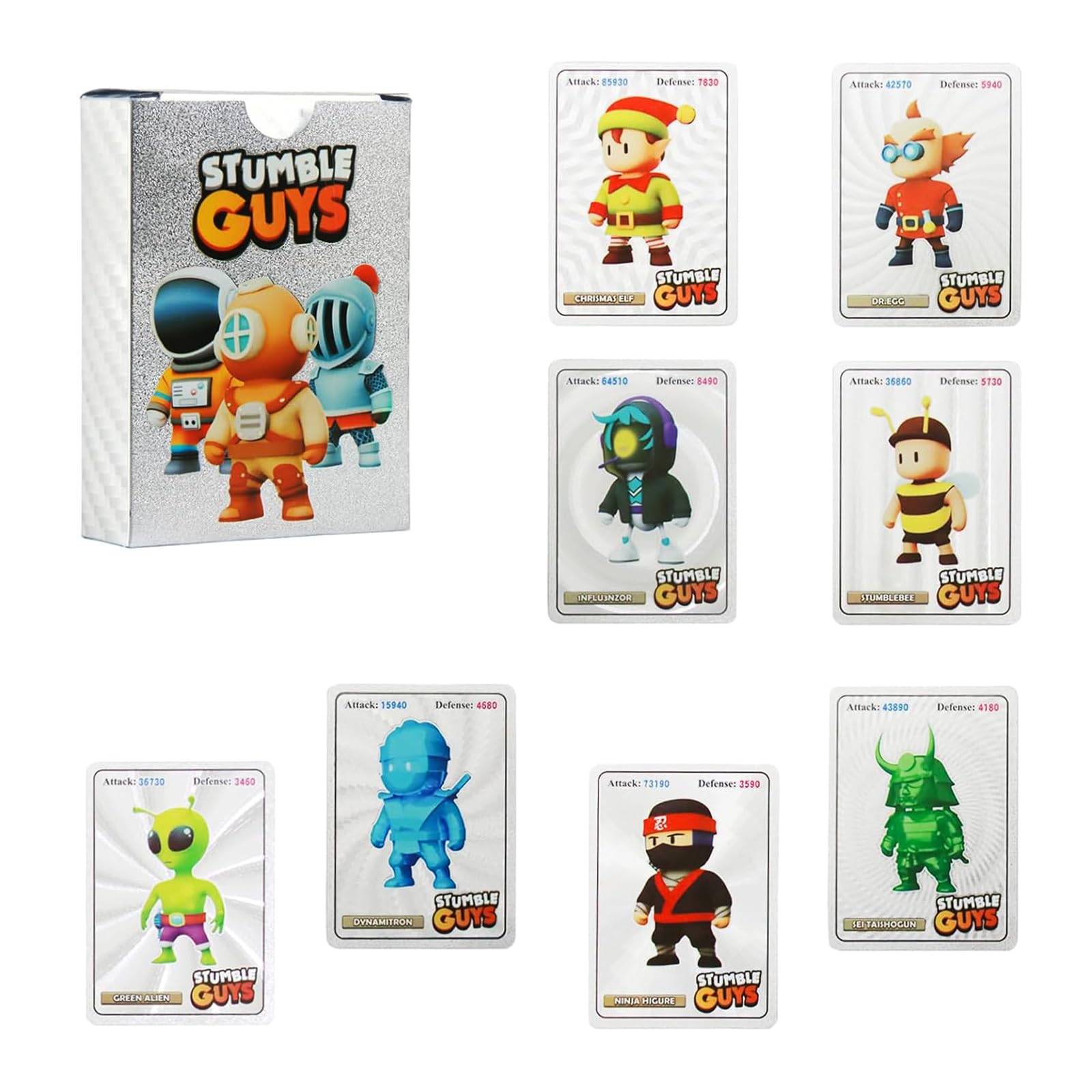 Simllyda Stumble Guys Cards, Stumbling Trading Cards, 55 Pieces Anime Stumble Guys Trading Card Set, Stumble Guys Game Birthday Gift for Fans Anime Enthusiasts (Silver)