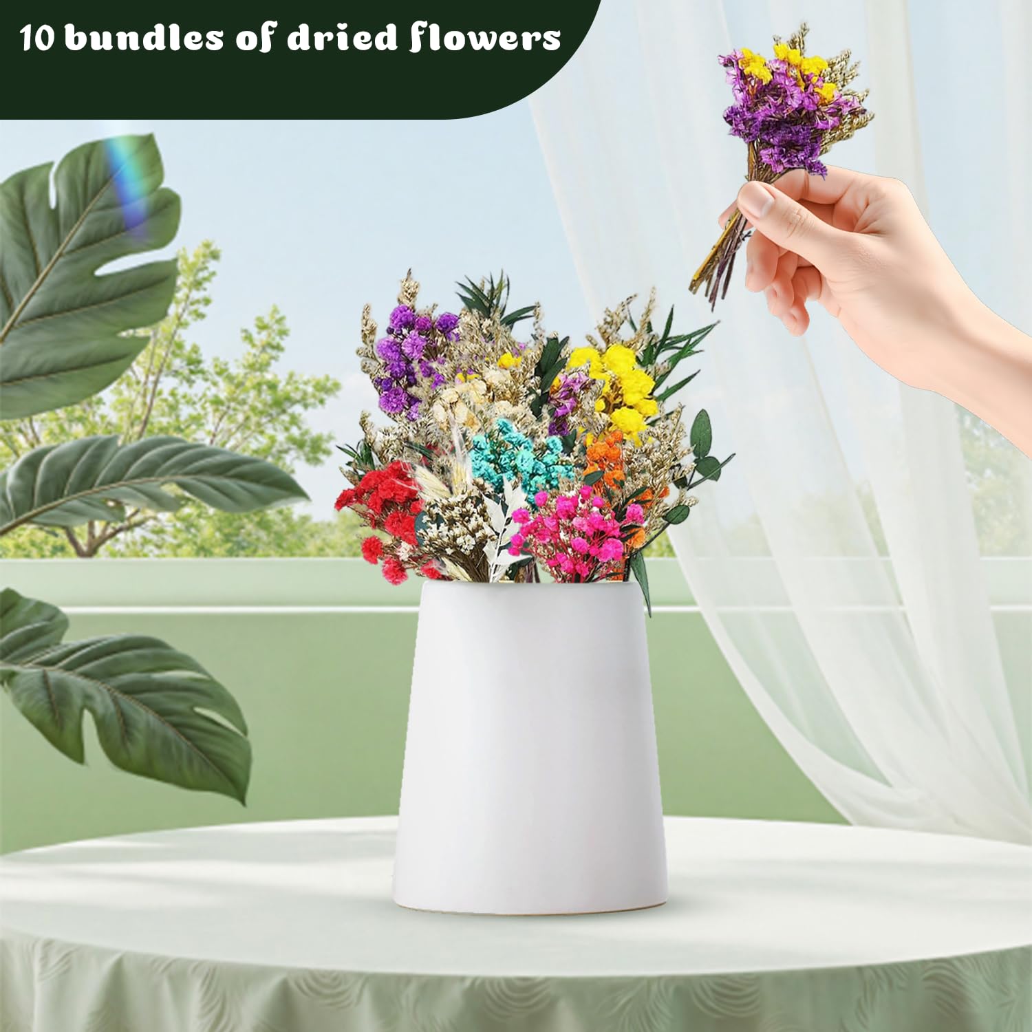 10 Piezas Ramos Miniaturas de Flores Secas,Decoración Natural con Flores Secas Pequeñas,para Decorar Scrapbooks,Bullet Journals,Álbumes de Fotos,Sobres de Regalo y Cajas de Regalo
