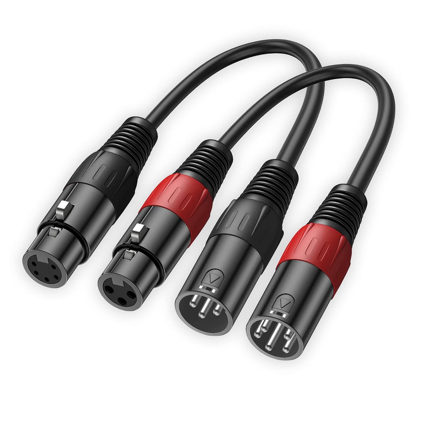  Right Angle XLR to Straight XLR Plug Cable, 90-Degree Female to Straight Male Balanced Cord 3-Pin to 3-Pin, (Right Angle -Female-0.5FT, 2Pack) thumbnail