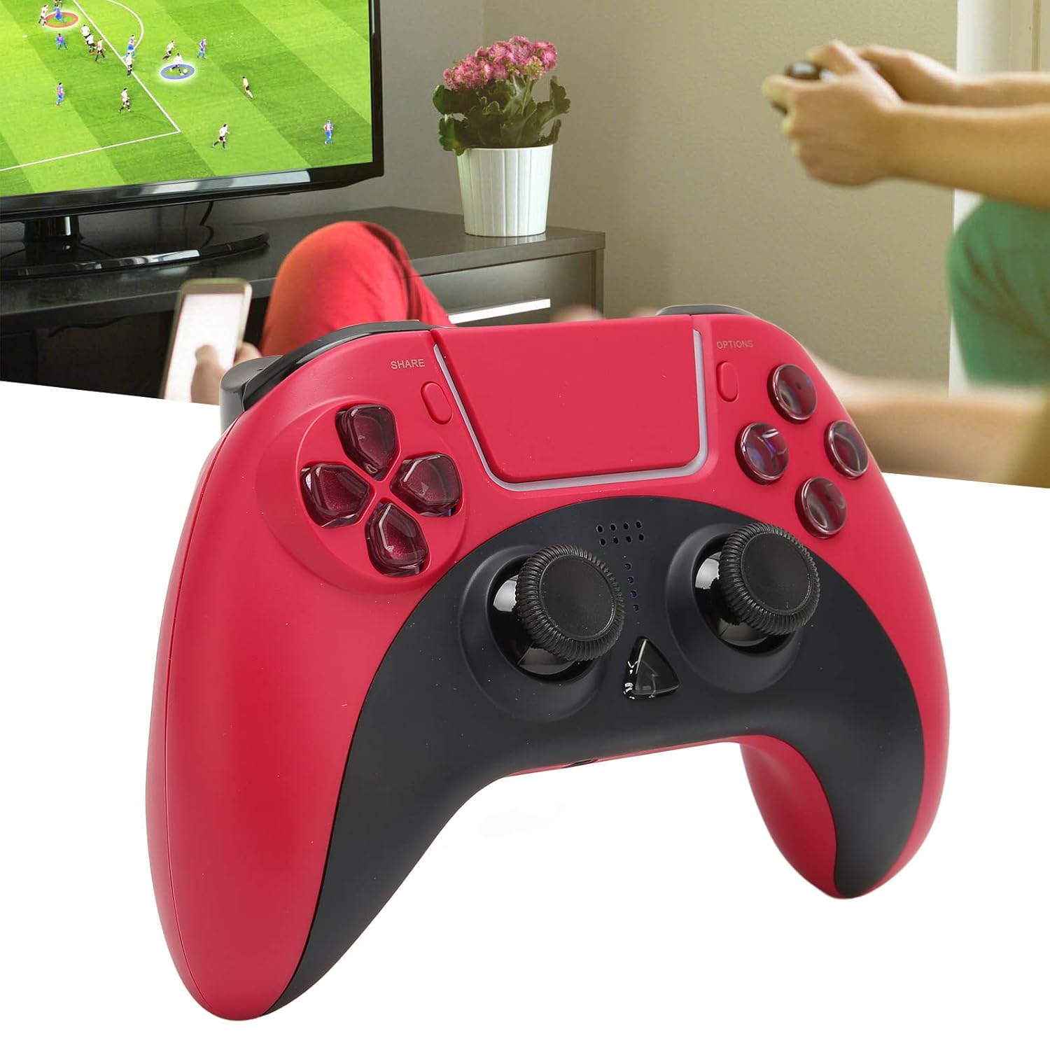 PUSOKEI Wireless Game Controller RGB Backlit Controller Gamepad Joystick Dual Vibration 6 Axis Wireless Game Grip for PS3 IOS Devices