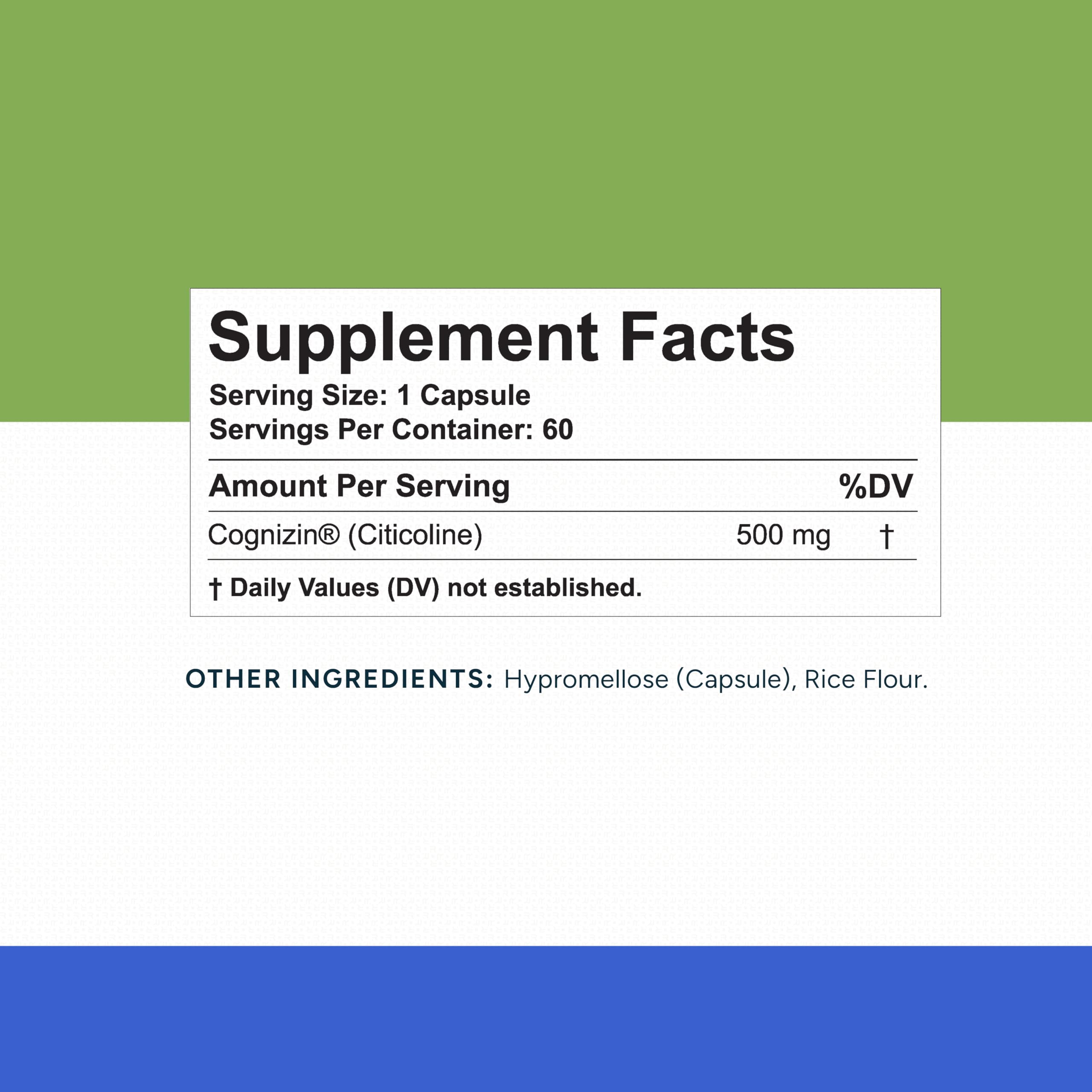 Cognizin® Citicoline 500mg Capsules – CDP Choline Brain Supplement for Focus, Memory & Mental Clarity – Full Dose in 1 Capsule, No Fillers, Vegan, Non-GMO – 60 Count — Amazon image 6
