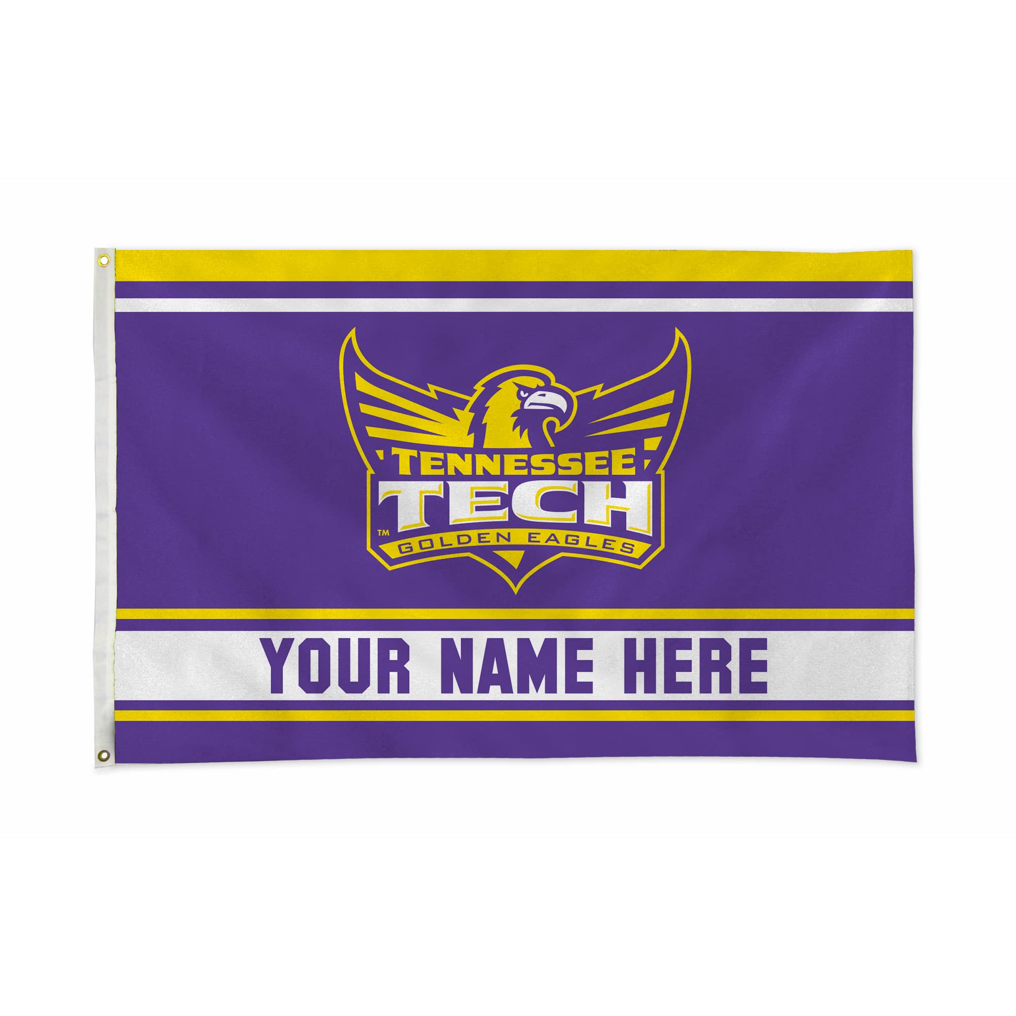 Rico Industries NCAA Tennessee Tech Golden Eagles Personalized - Custom 3' x 5' Banner Flag - Made in The USA - Indoor or Outdoor Décor