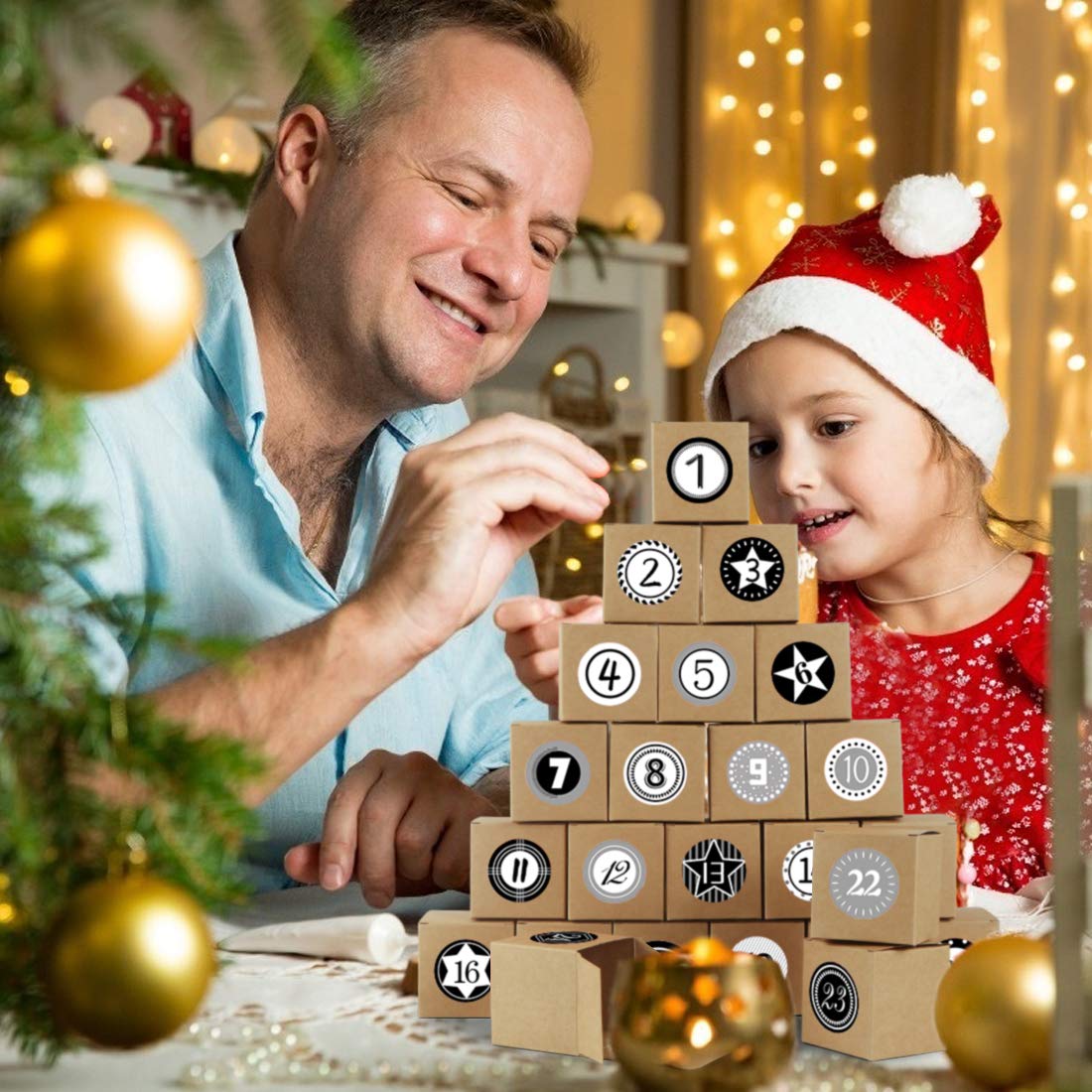 Bluelves Calendario Adviento para Rellenar, Advent Calendar 2021, Calendario Adviento Navidad, Calendario Adviento DIY, Calendarios de Adviento con 24 Adhesivos Digitales de Adviento — view 7