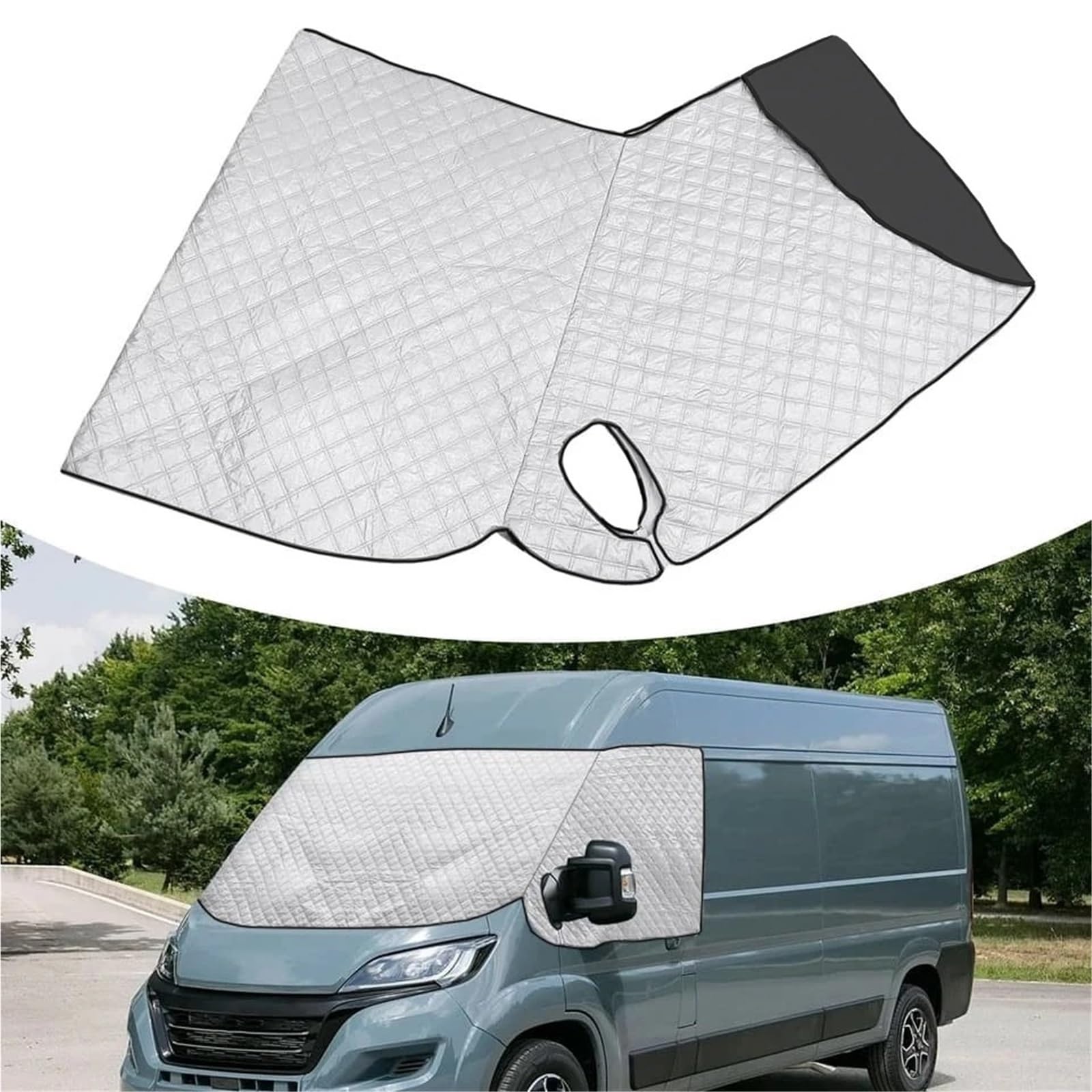 Parasoles Coche para Fiat Ducato, para Peugeot Boxer, para Citroen Relay Motorhome, Cubierta De Pantalla Térmica para Parabrisas, Persianas Negras