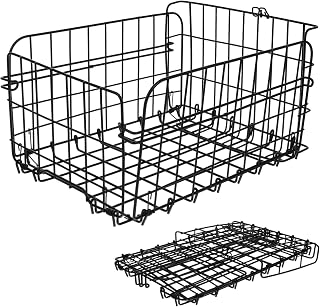 Mikikit Foldable Bike Basket Wire Storage Basket Capacity Multipurpose Rear Carrier for Bicycle and Electric Vehicle Easy to Install