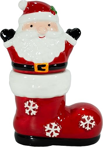 Juego de salero y pimentero navideño de Papá Noel con bota, decoración festiva adorable de cerámica roja para el hogar, característica de mesa disponible en Yaxa Venezuela