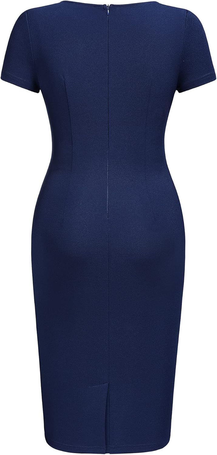 AISIZE Women's Classic Keyhole Neck Wrap Cocktail Party Sheath Dress - Image 5