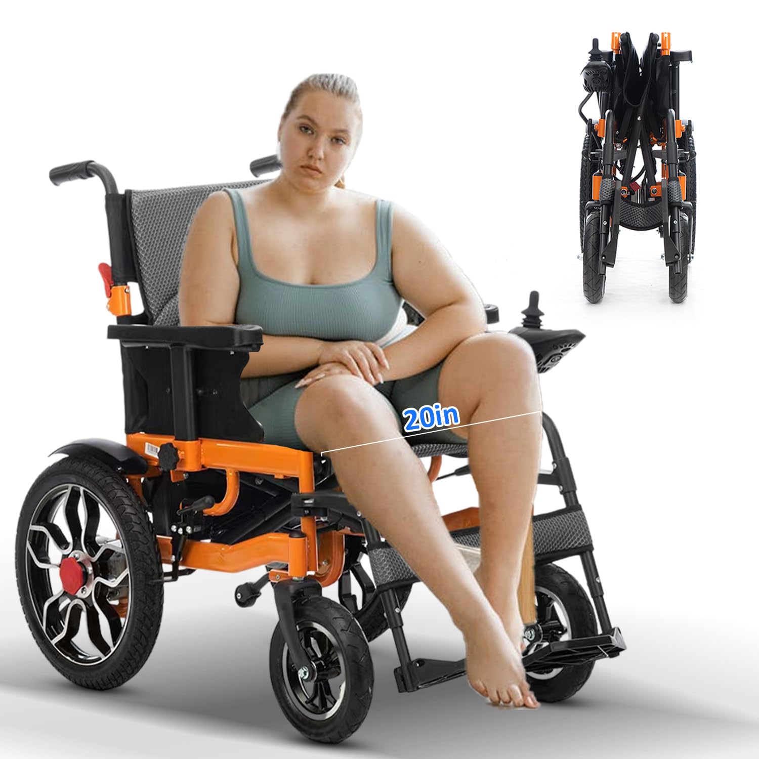 Electric Wheelchair,Seat Width 20 in,Lightweight Electric Wheelchair for Adults,500W Dual Motors,Foldable Motorized Wheelchair for Seniors,All Terrain Power Wheel Chair,Airline Approved