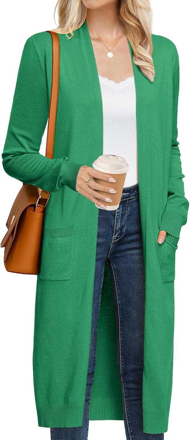 GRACE KARIN Women's 2026 Trendy Long Cardigans Sweater Lightweight Open Front Long Sleeve Maxi Duster Coats with Pockets