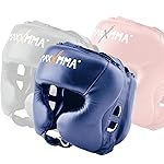 MaxxMMA Headgear L/XL Boxing MMA Training Kickboxing Sparring Karate Taekwondo (Blue)