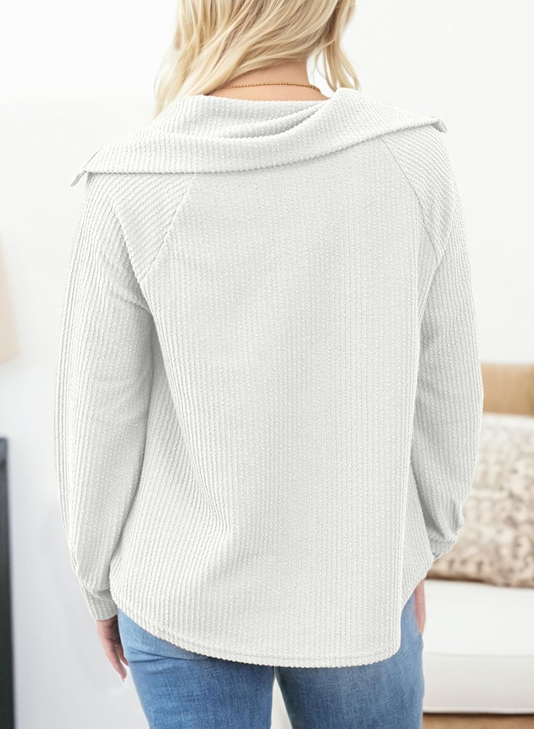 Dokotoo Women's Casual Sweatshirt Long Sleeve Button V Neck Loose Knitted Pullover Sweatshirt Tops - Image 6