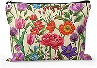 Vista 1 de Cafl Bolsa de maquillaje Bolsa de cosméticos Bolsa de maquillaje de viaje con cremallera, Flores de acuarela115