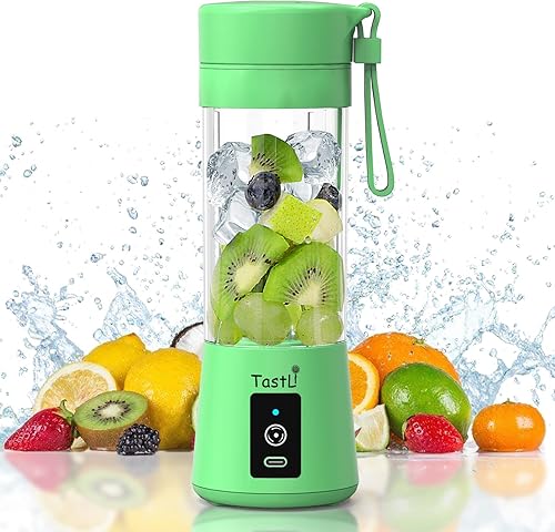 Licuadora portátil, botella mezcladora de proteína de jugo personal, mini licuadora recargable por USB para batidos y batidos (verde)