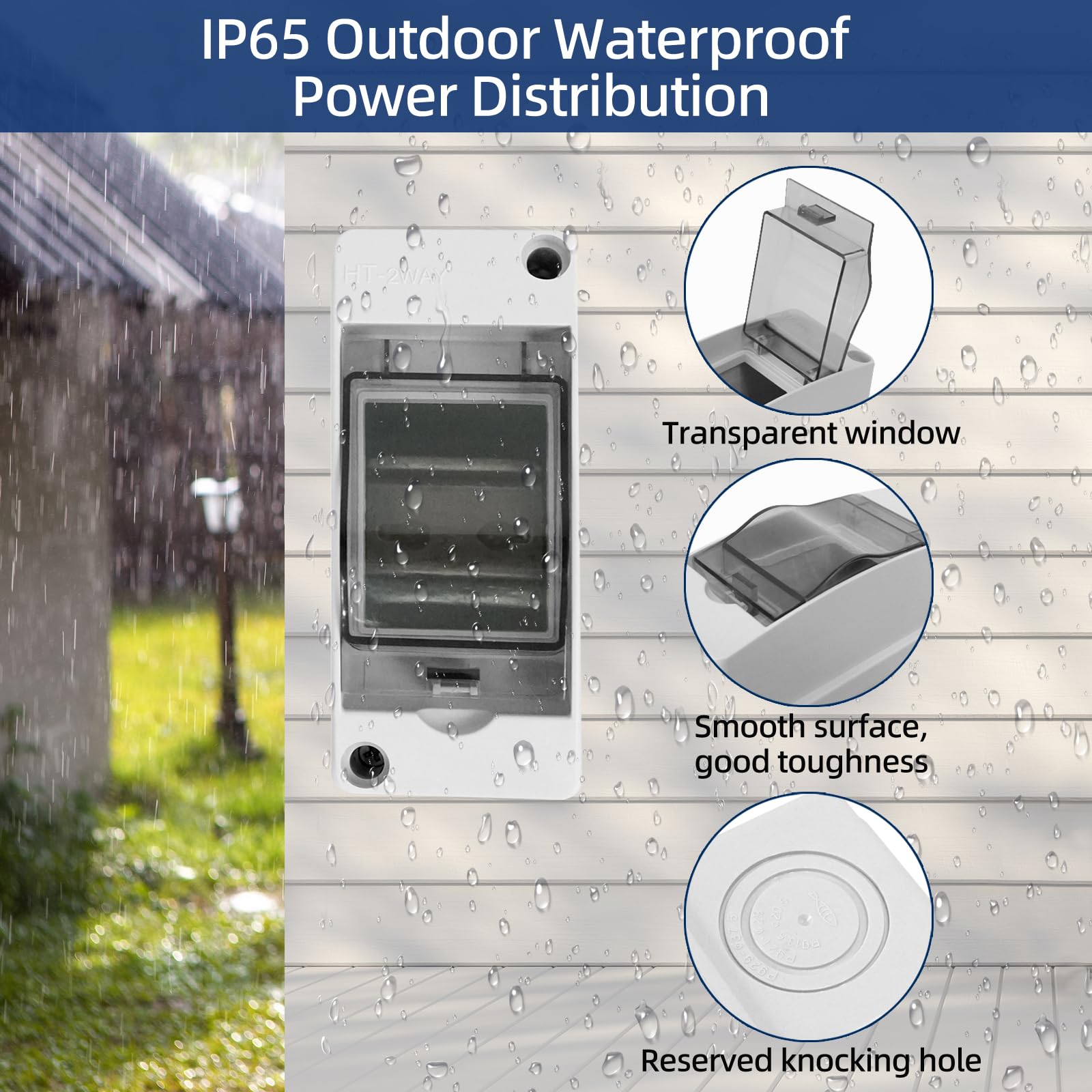 2 Piezas Caja Estanca Exterior, IP65 Cuadro Electrico 2 Modulos, Pequeña Caja Eléctrica con 4 Conectores, para Jardines Al aire Libre, Granjas, Estaciones de Carga, Cuartos Húmedos