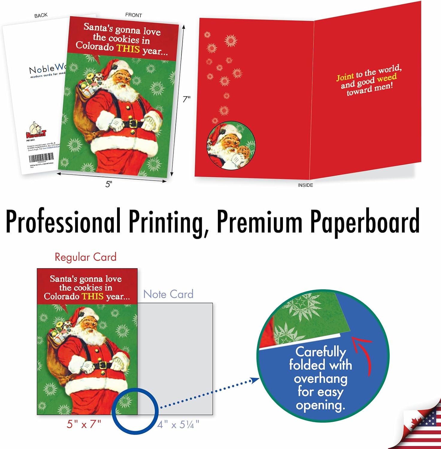 NobleWorks - 12 Funny Retro Christmas Cards w/Envelopes - Adult Boxed Holiday Humor Greeting, Bulk Stationery (1x12 Design) - Colorado Cookies B1833